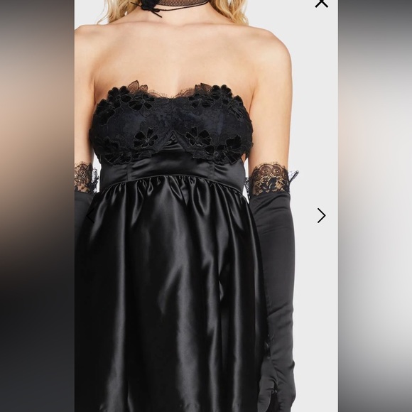 For Love & Lemons Virginia appliqué black dress w gloves NWT 🎀 - Picture 5 of 15